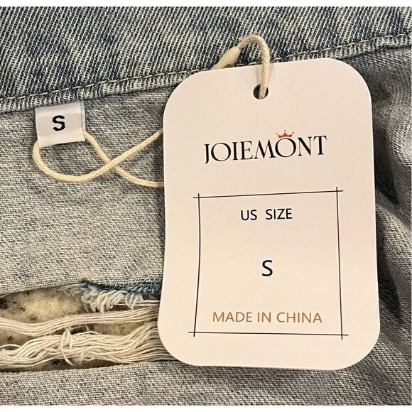 Joiemont Womens Denim Jacket with Fringe Rhinestones Long Sleeve - Picture 7 of 7